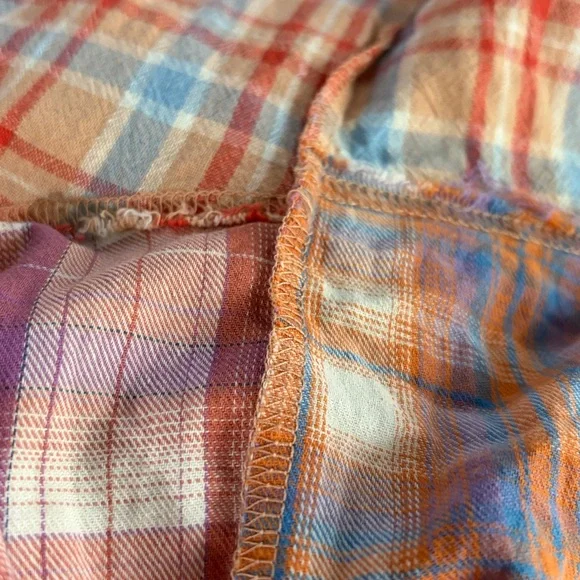 Oli & Hali large loose fit distressed style Mixed Plaid wide leg jumpsuit romper - Picture 11 of 11